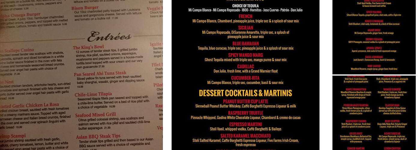 Hooked Seafood Restaurant Menu