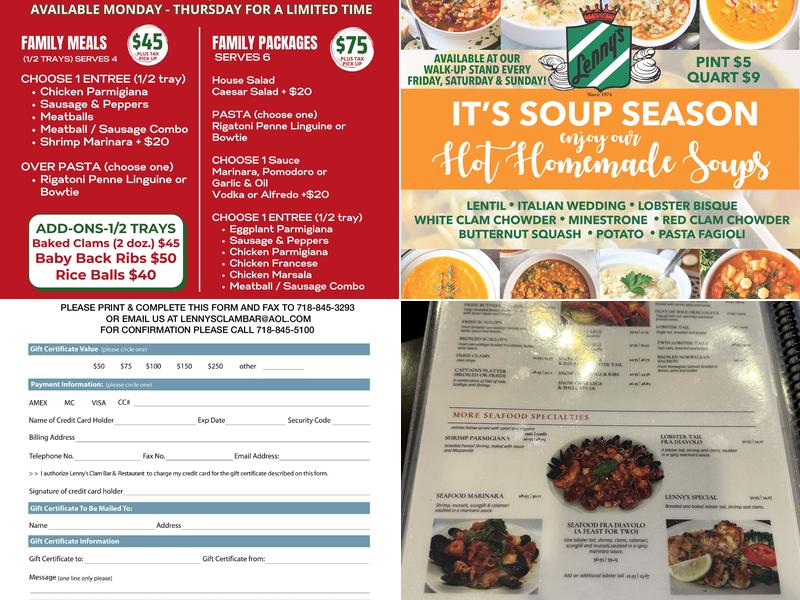 Lenny's Clam Bar Menu
