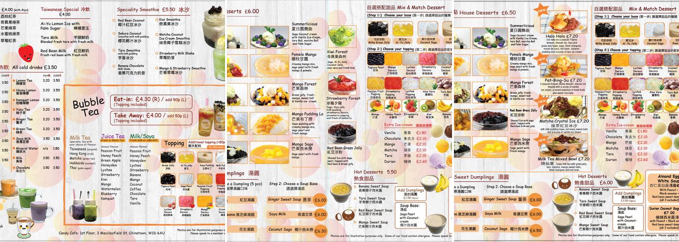 Candy Cafe Menu