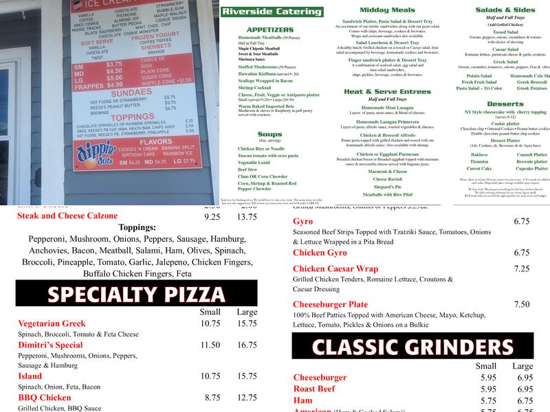 Riverside Pizza Menu
