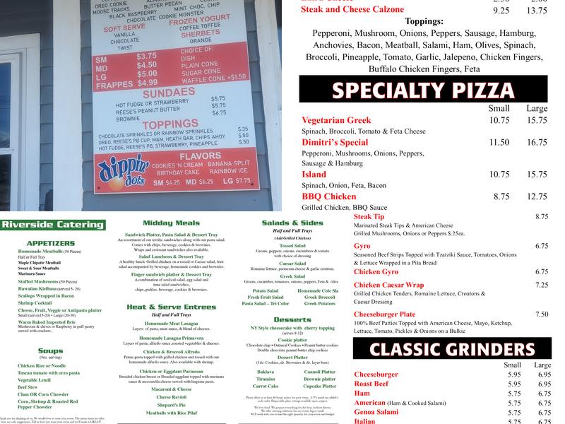Riverside Pizza Menu