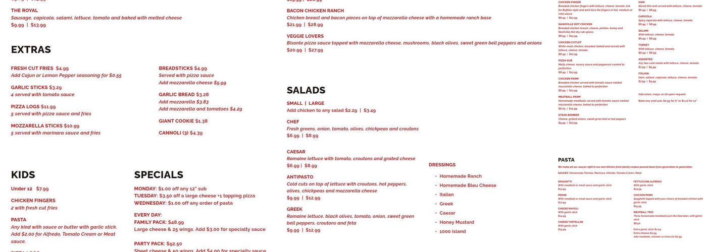 Bisonte Pizza Co. Menu