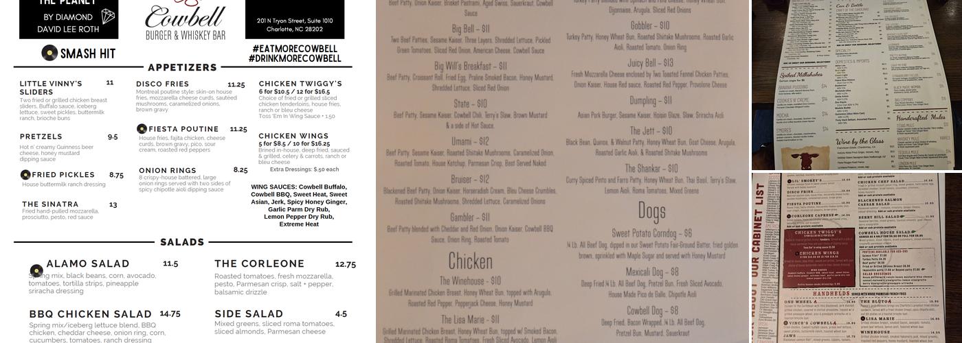 Cowbell Burger & Whiskey Bar Menu