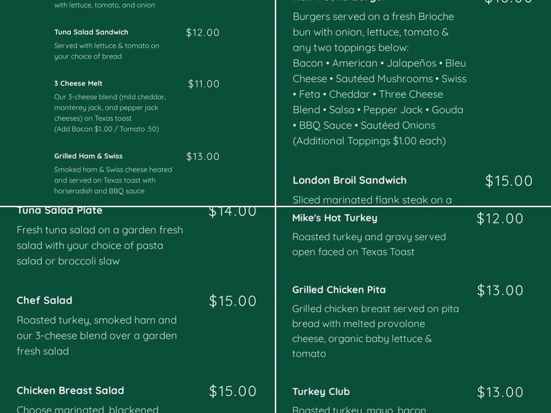 Alexander Michael's Menu