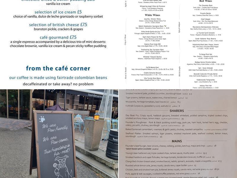 The Founder's Arms Menu