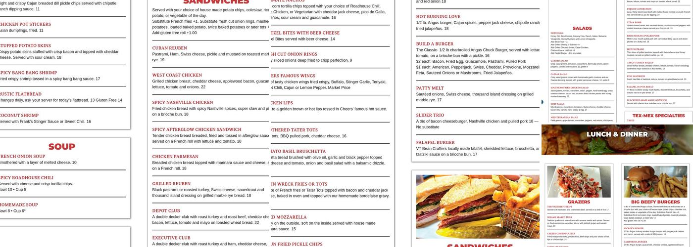 Cheers Grille & Bar Menu