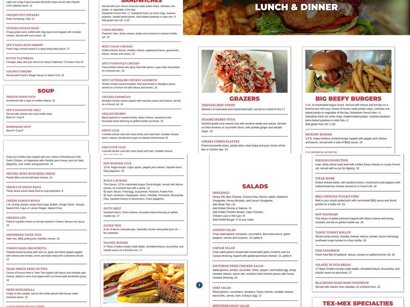 Cheers Grille & Bar Menu