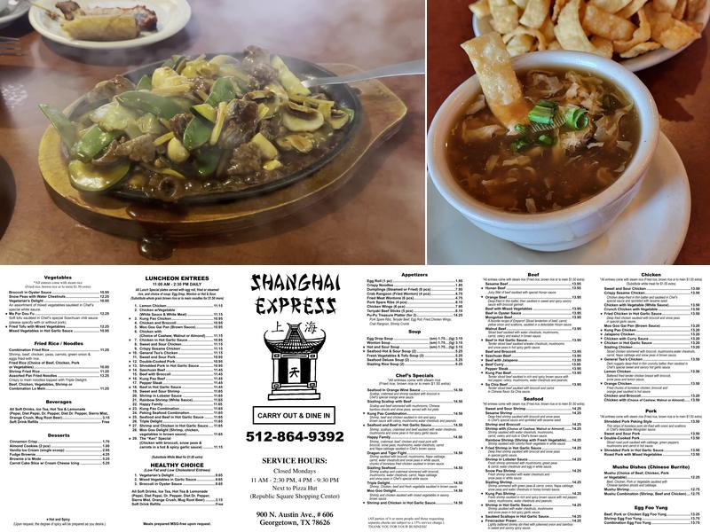 Shanghai Express Menu