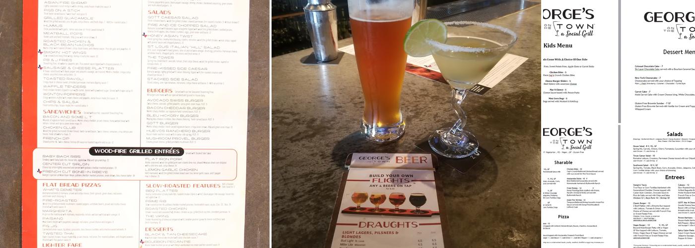 George's On The Town Menu