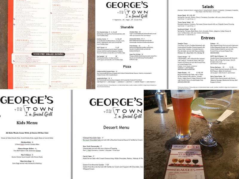 George's On The Town Menu