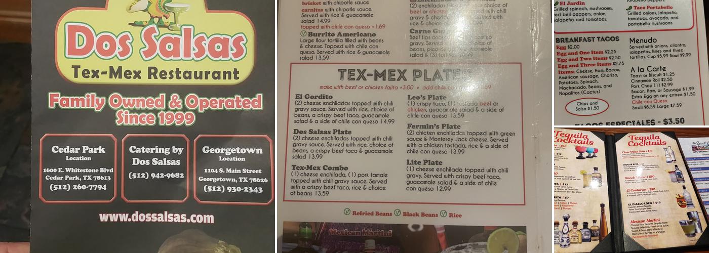 Dos Salsas Menu