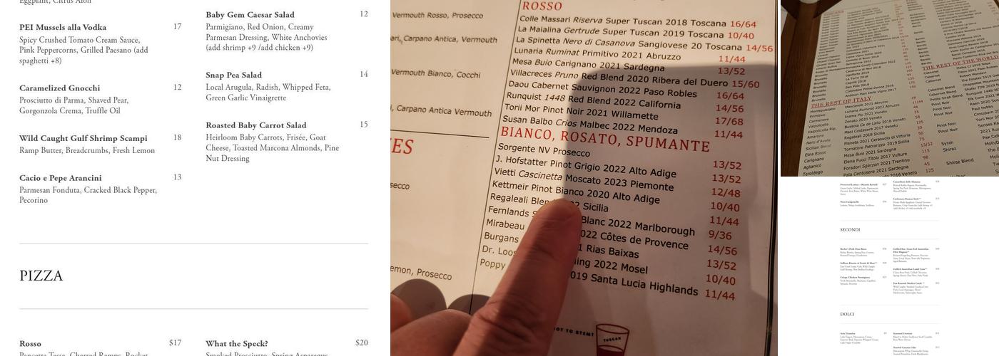 Aria Tuscan Grill Menu