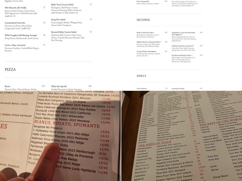 Aria Tuscan Grill Menu