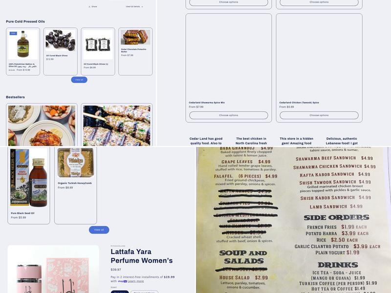 Cedars Halal Market, Restaurant & Hookah Menu