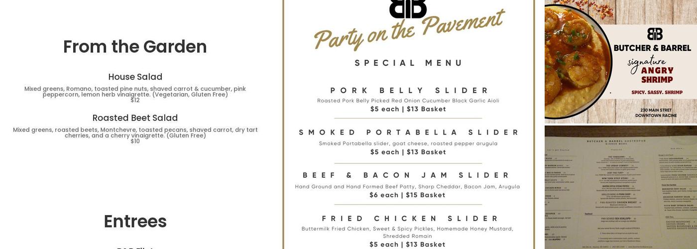 Butcher & Barrel Gastropub Menu