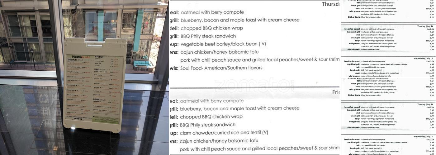Taste Cafe Menu