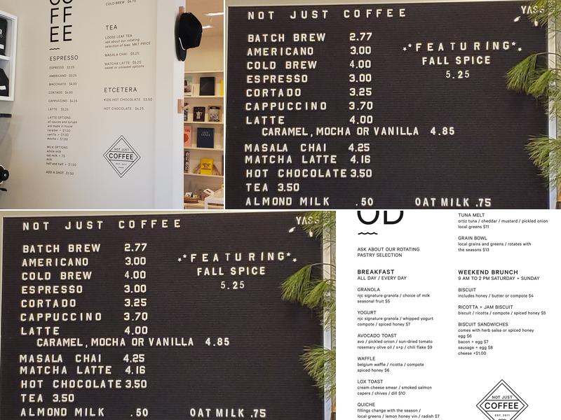 Not Just Coffee Menu