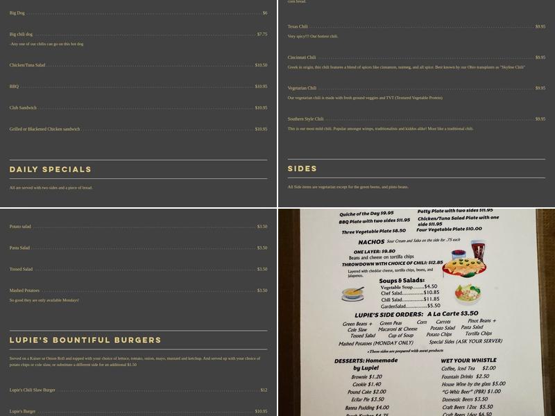 Lupie's Cafe Menu