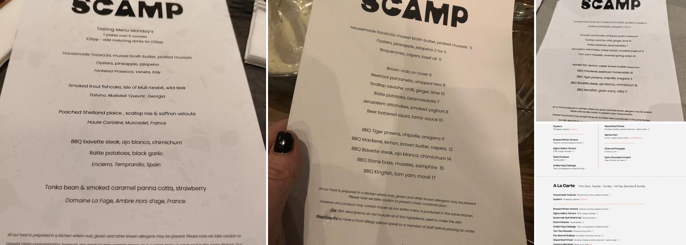 Scamp Menu