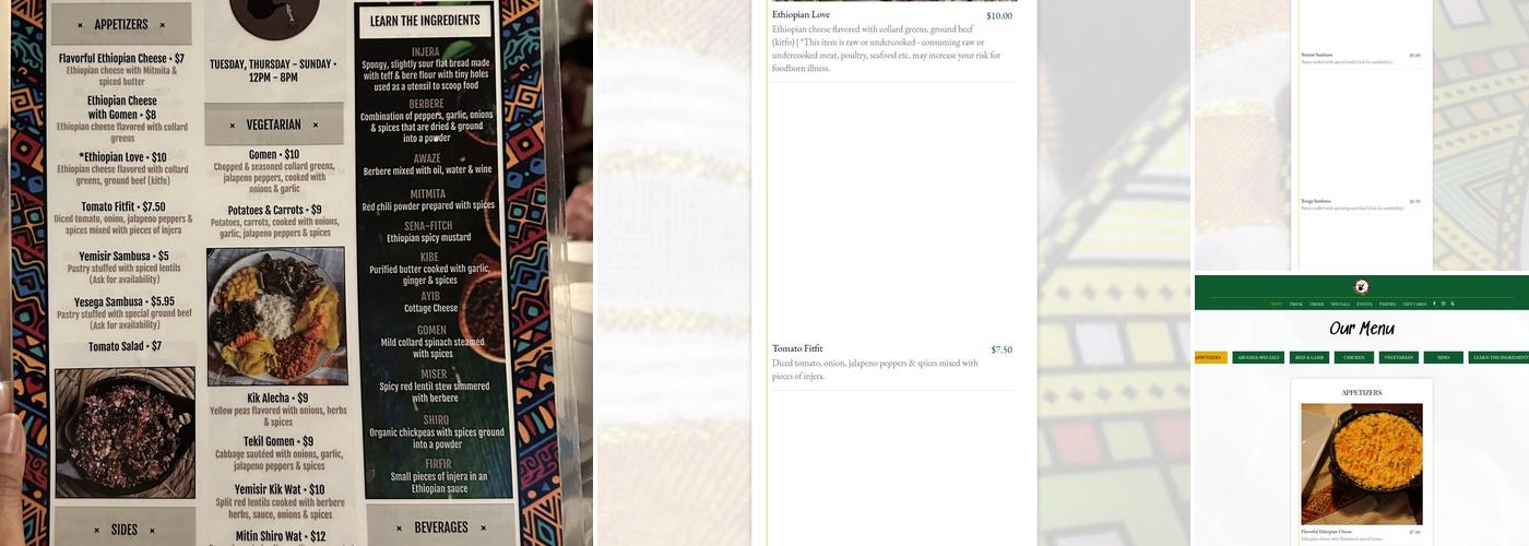 Abugida Ethiopian Cafe & Restaurant Menu