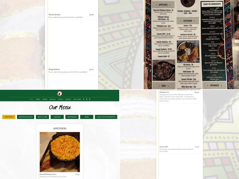 Abugida Ethiopian Cafe & Restaurant Menu