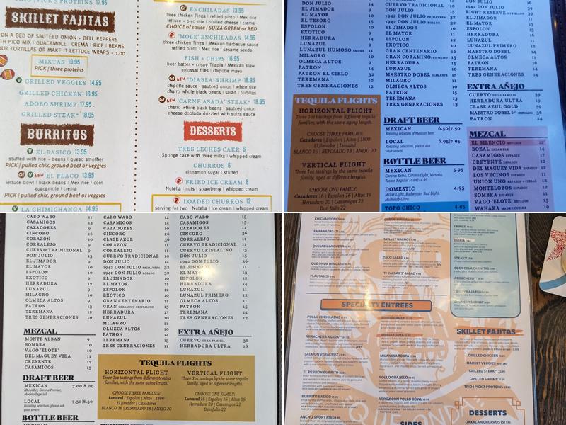 Que Onda Tacos + Tequila Uptown Menu