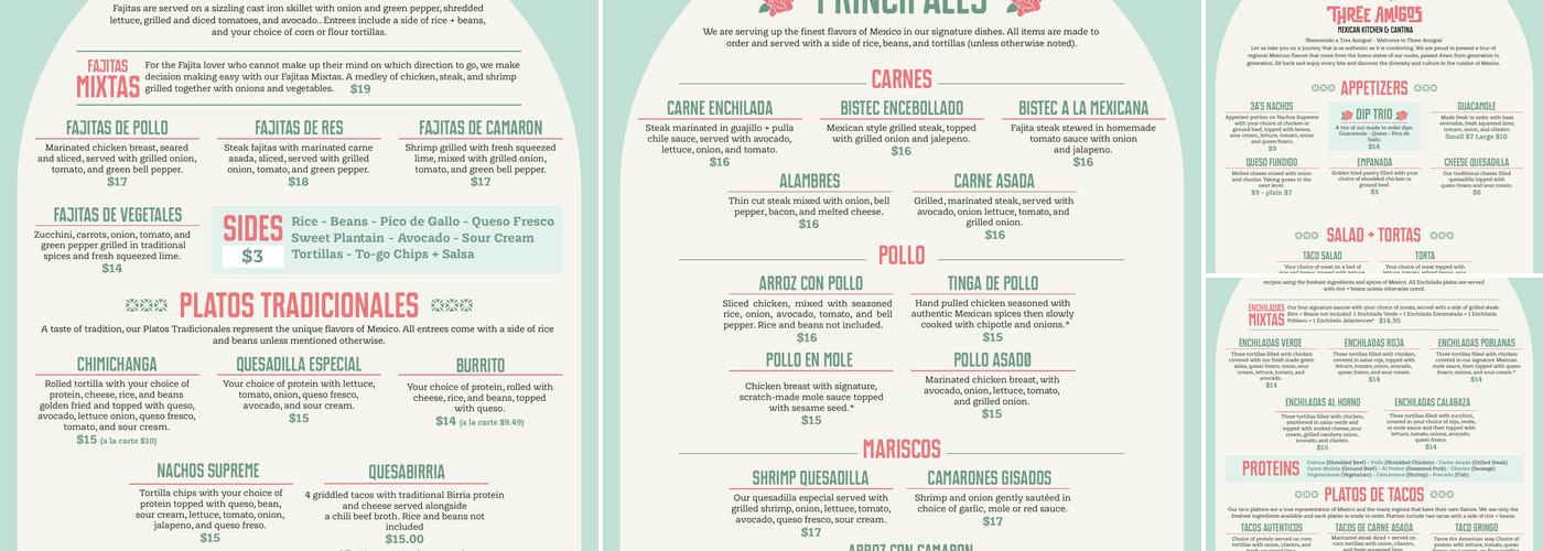 Three Amigos Mexican Grill & Cantina Menu
