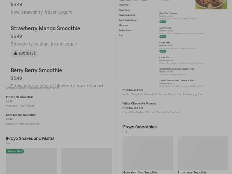 YoFresh Yogurt Cafe Menu