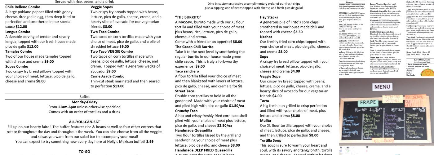 Nelly's Super Tacos Menu