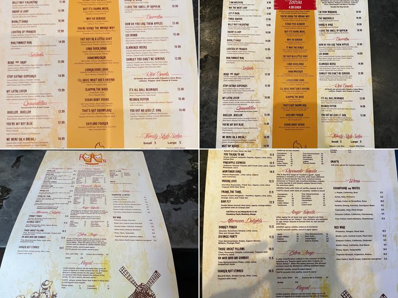 Ru Ru's Tacos & Tequila Menu