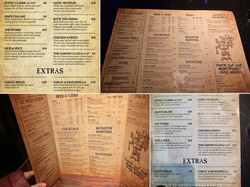Frankenstein Menu