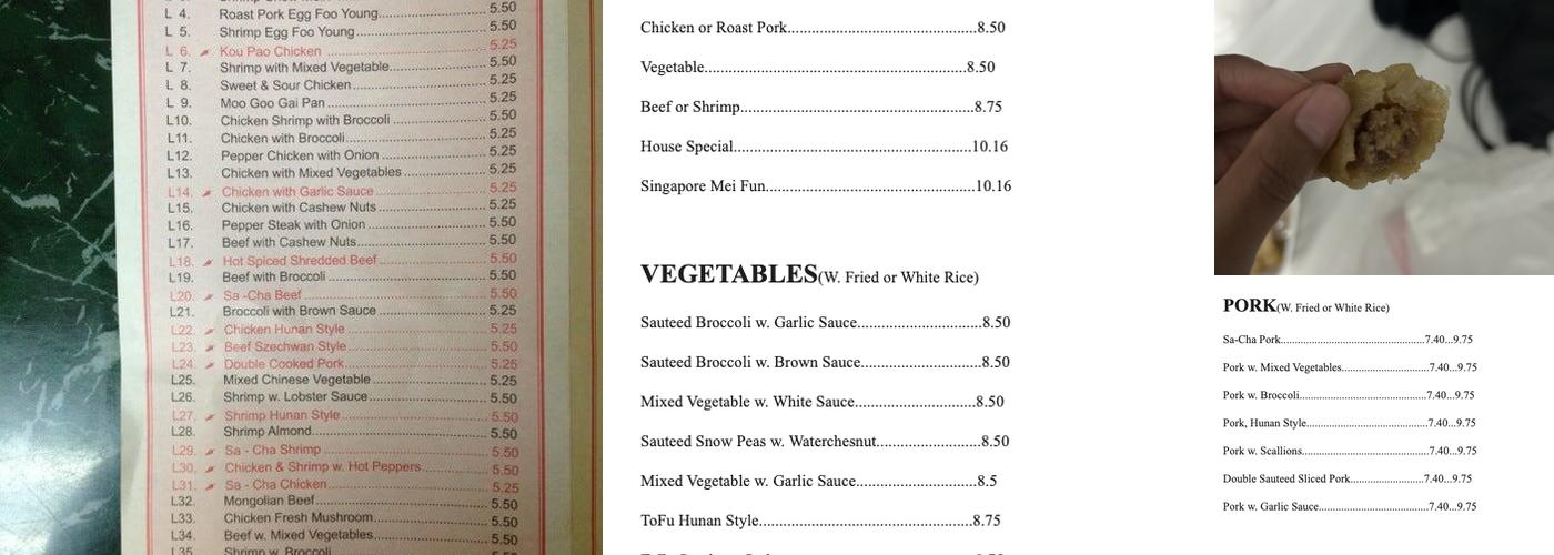 Cottage 2 Menu