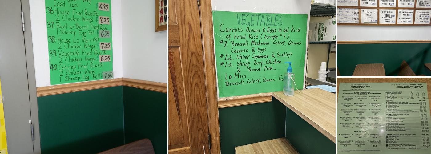 A & C Chinese Fast Food Menu