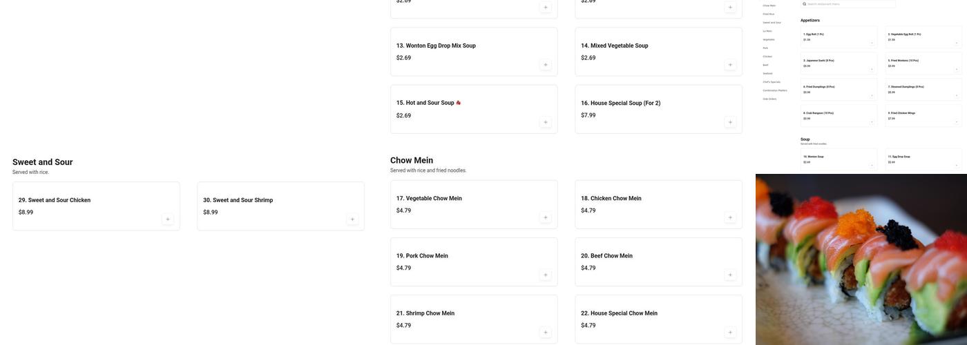 China Buffet Menu