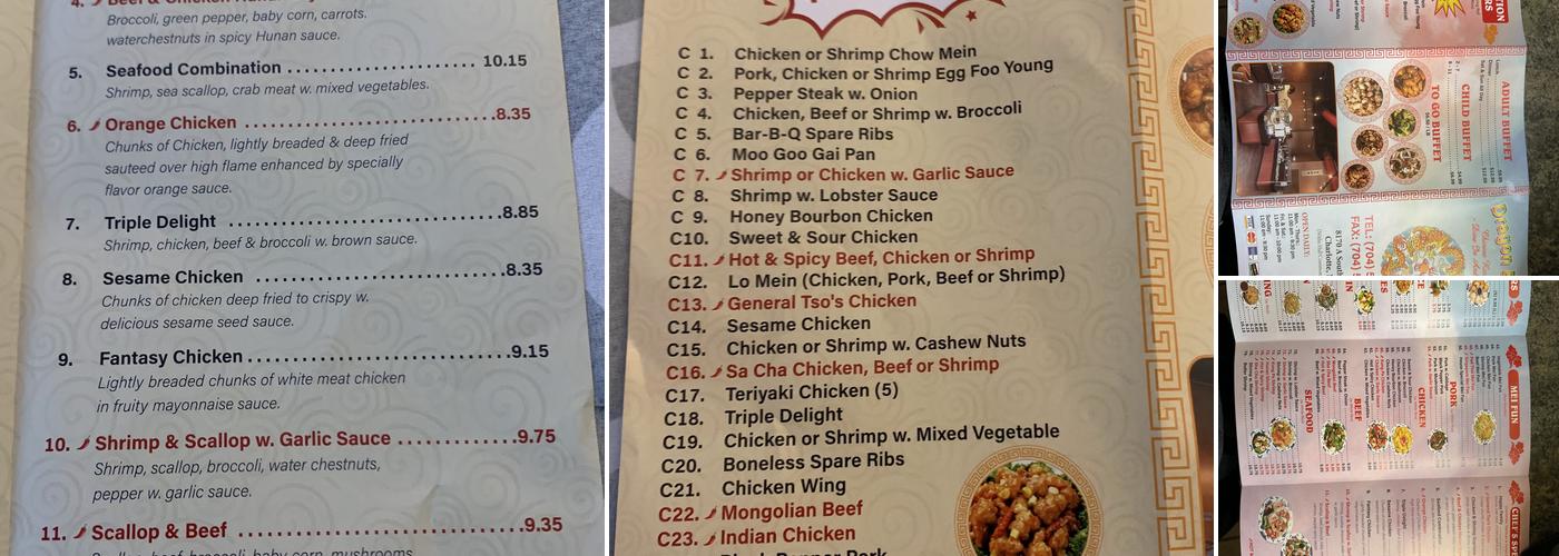 Dragon Buffet Menu