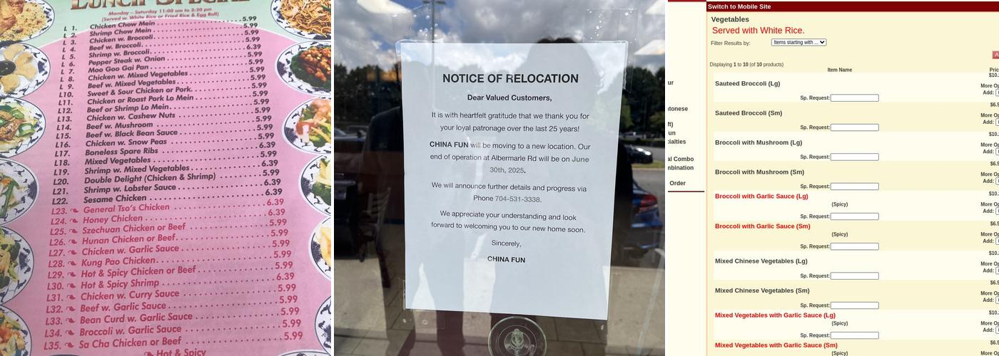 China Fun Restaurant Menu