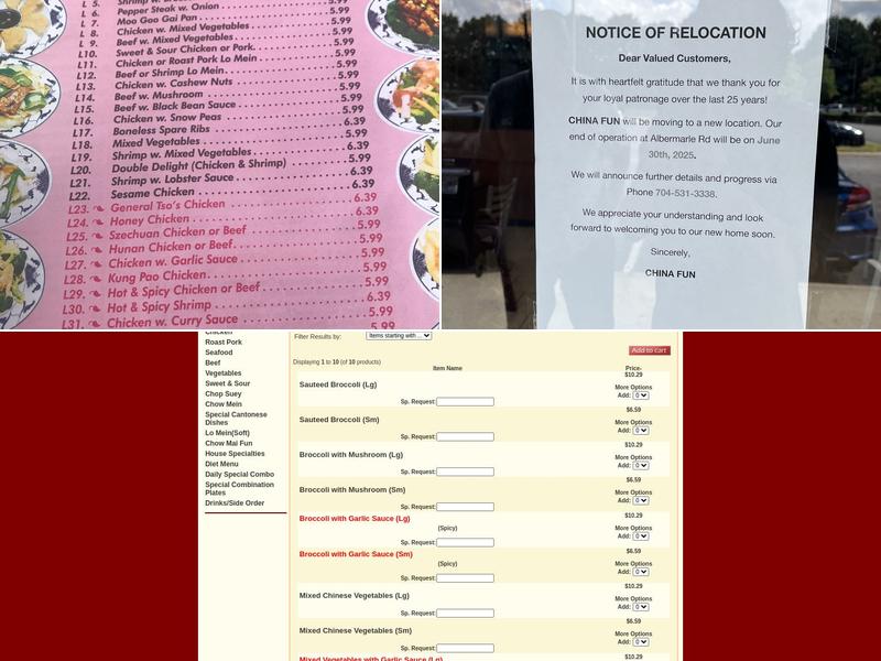 China Fun Restaurant Menu