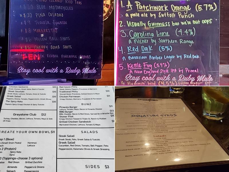 Greystone Pub Menu