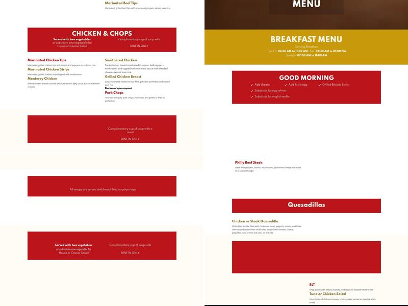 Tryon House Restaurant Menu