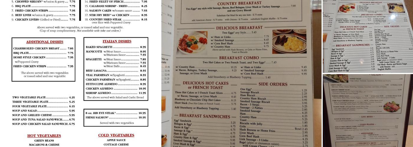 Park Place Restaurant Menu