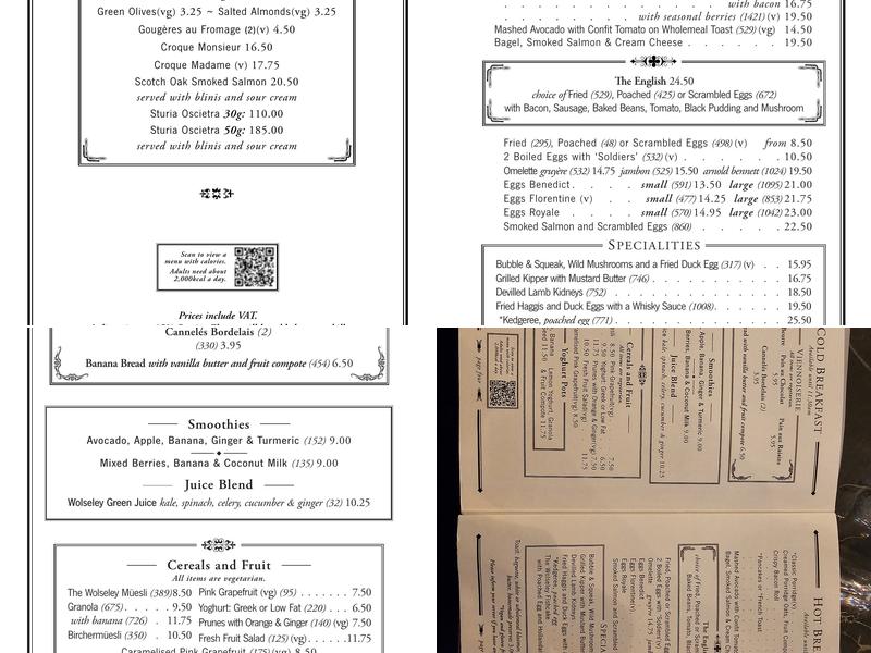 The Wolseley Menu