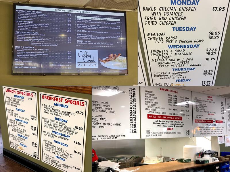 Coffey Creek Cafe Menu