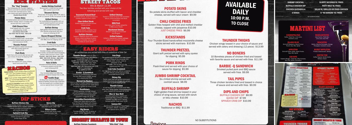 Iron Thunder Saloon & Grill Concord Menu