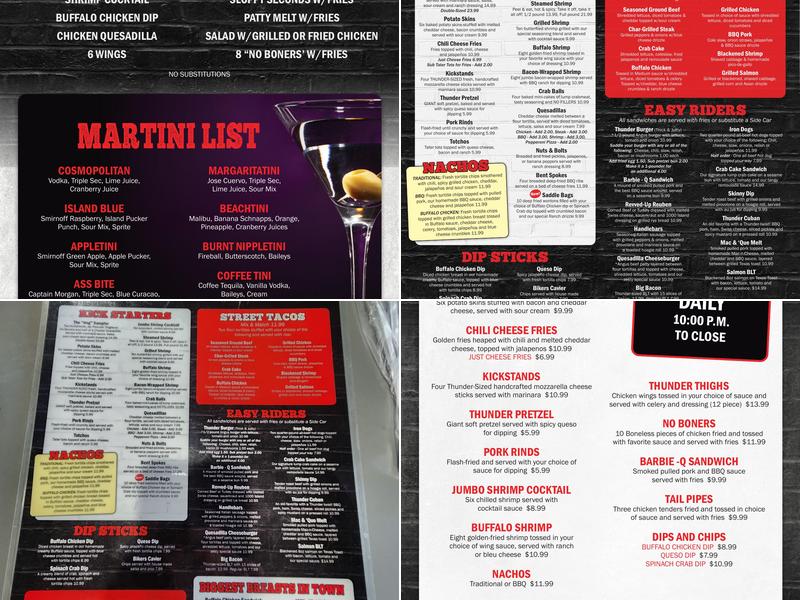 Iron Thunder Saloon & Grill Concord Menu