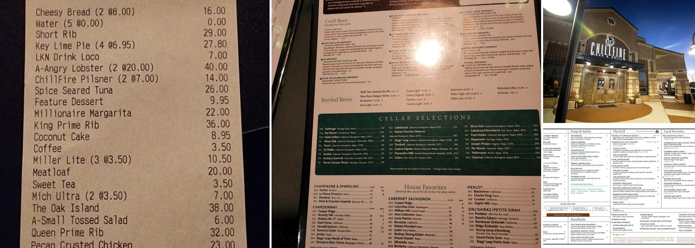 Chillfire Bar & Grill Menu
