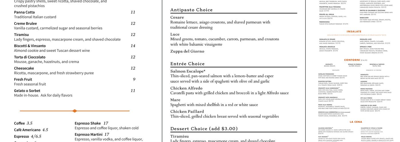 Luce Menu