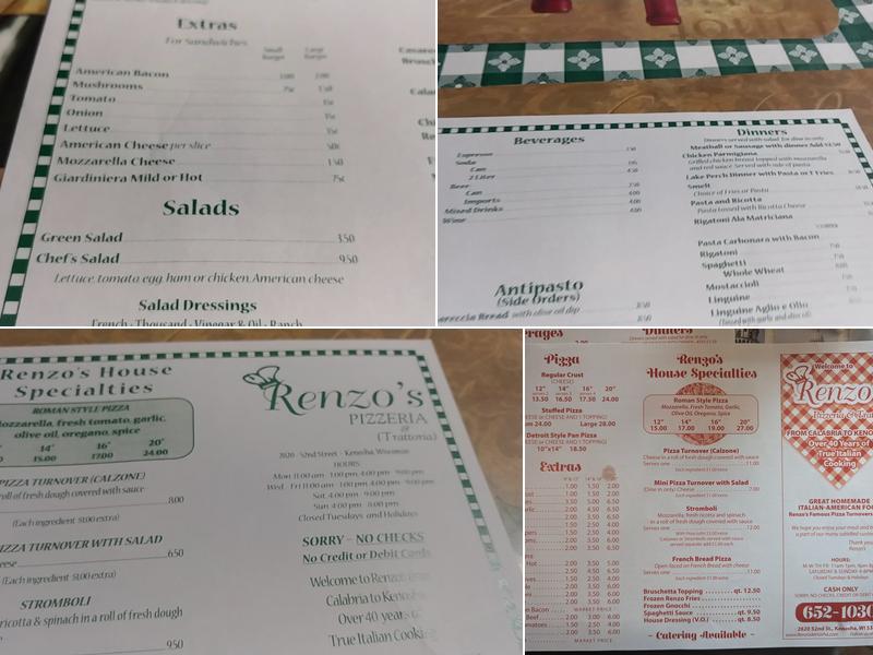 Renzo's Pizzeria & Trattoria Menu