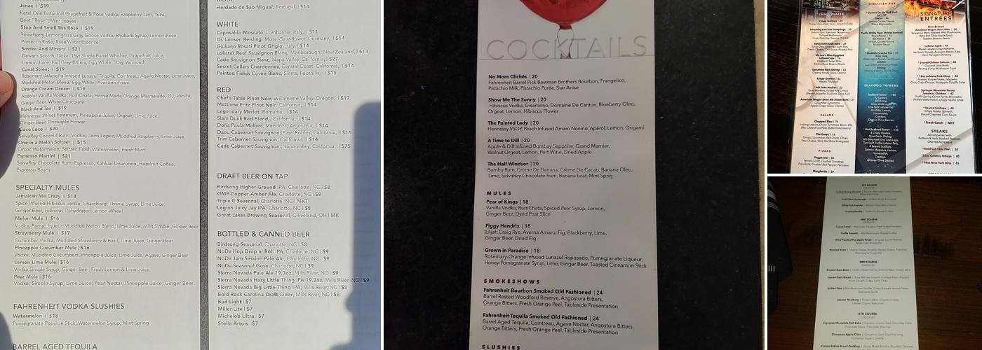 Fahrenheit Charlotte Menu
