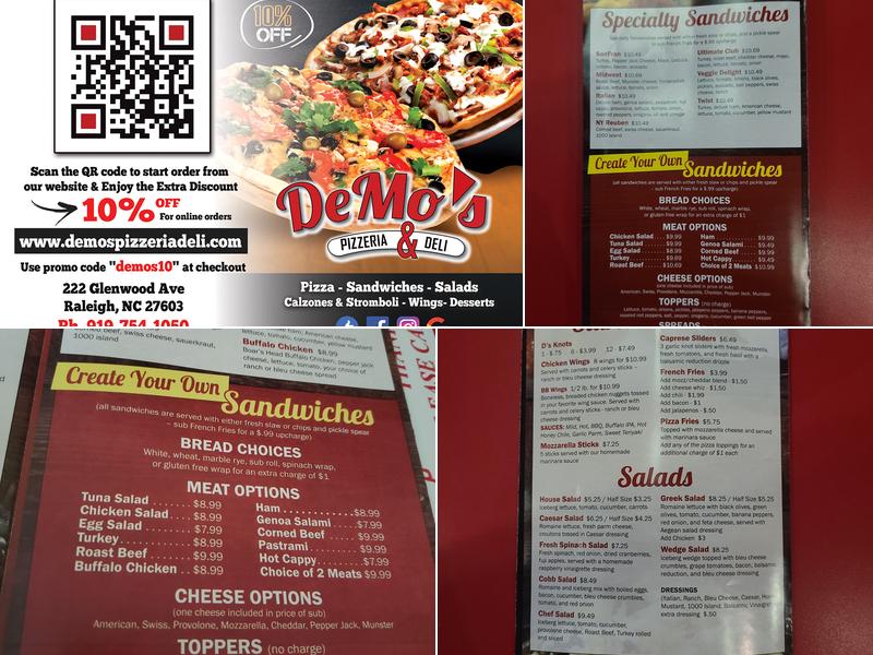 DeMos Pizzeria & Deli Menu