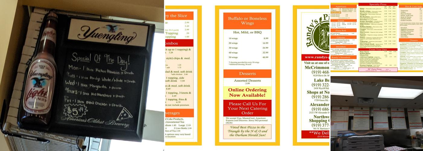 Randy's Pizza Menu